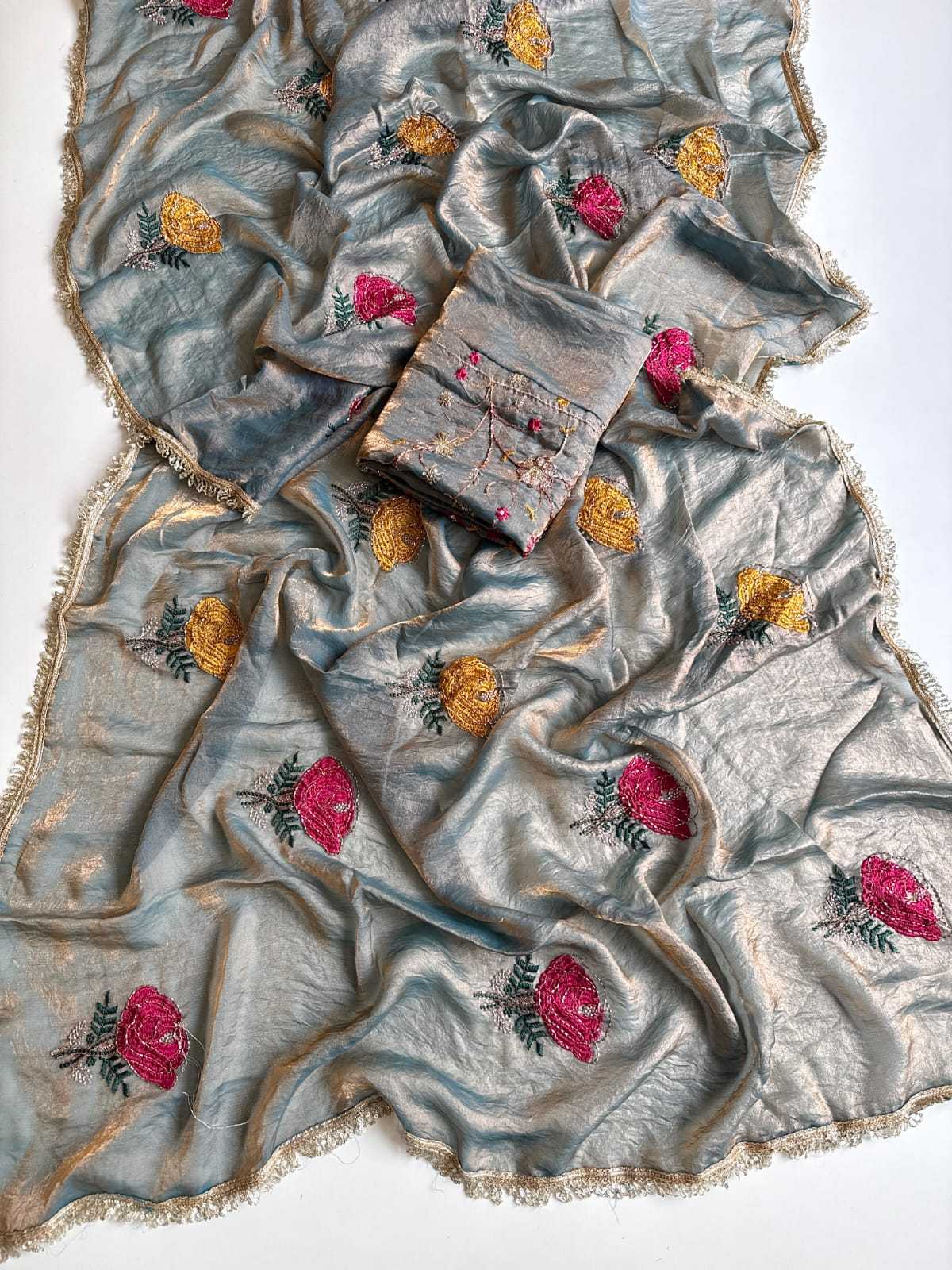 Space Silk Soft Saree in Rust