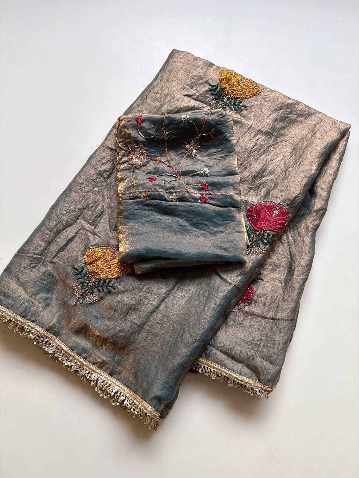 Space Silk Soft Saree in Rust