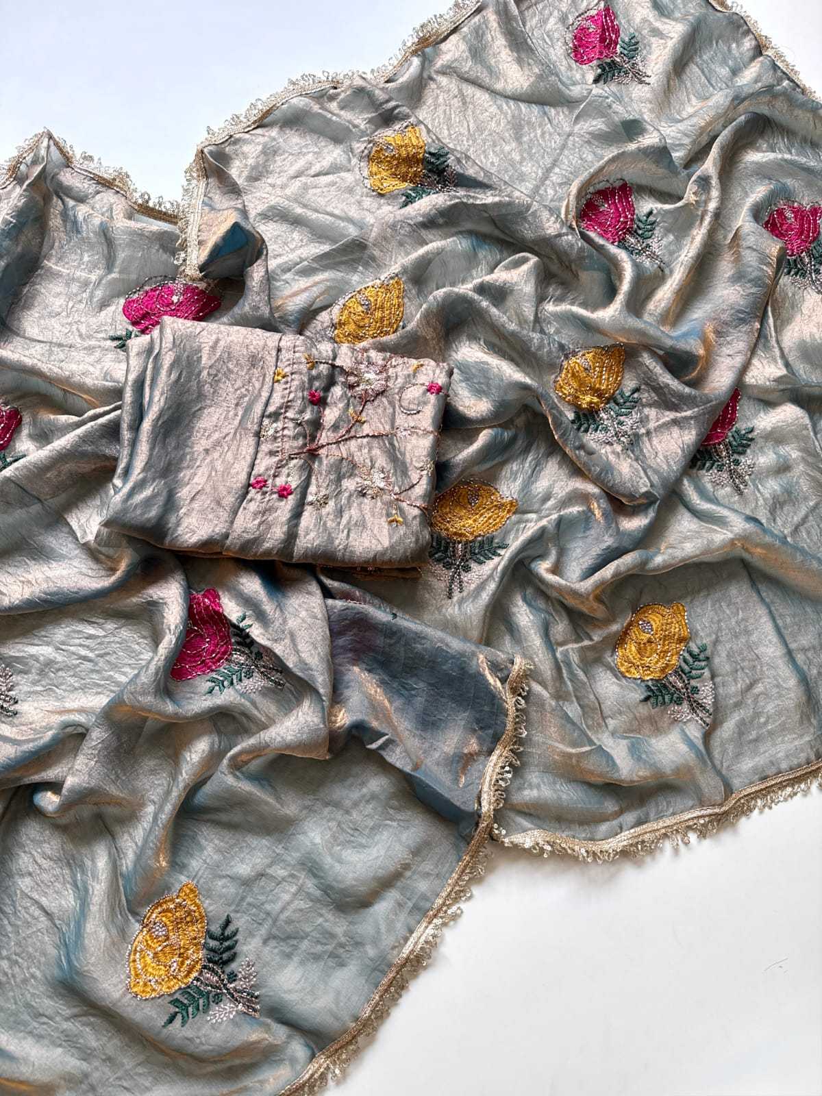 Space Silk Soft Saree in Rust
