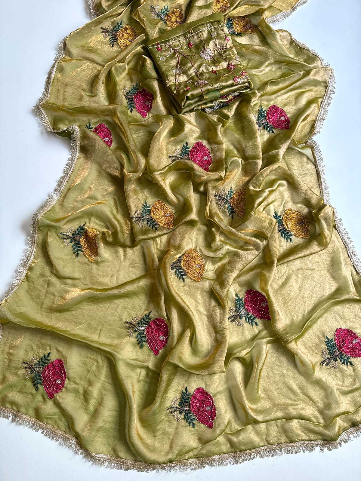 Space Silk Soft Saree in Rust