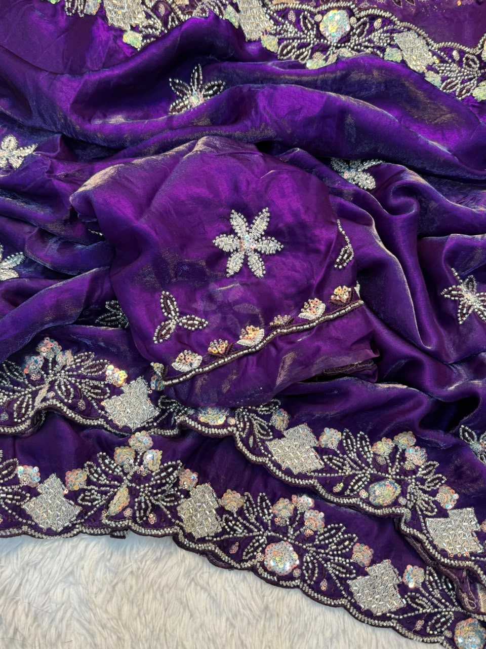 Space Silk Soft Saree in Beige