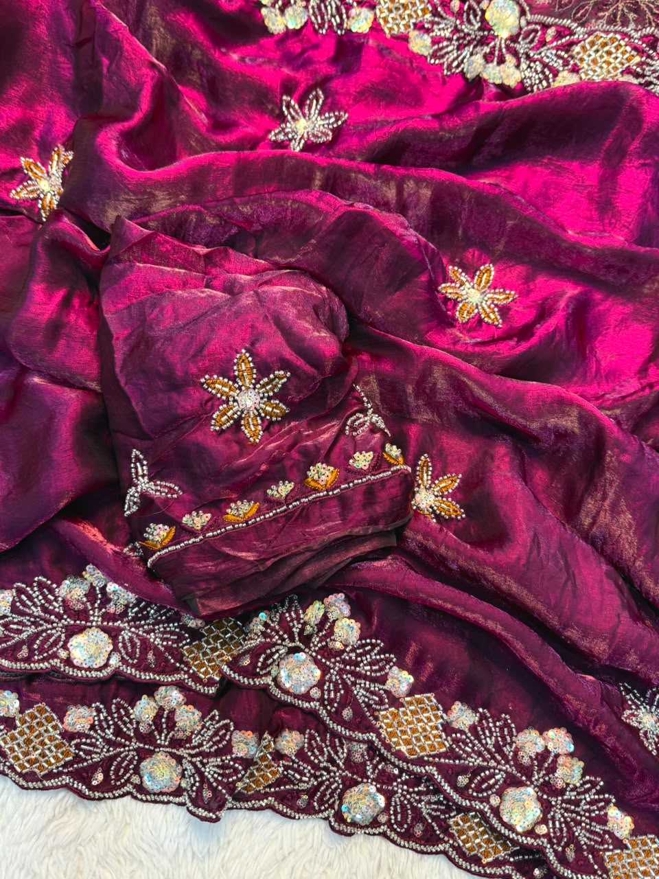 Space Silk Soft Saree in Beige