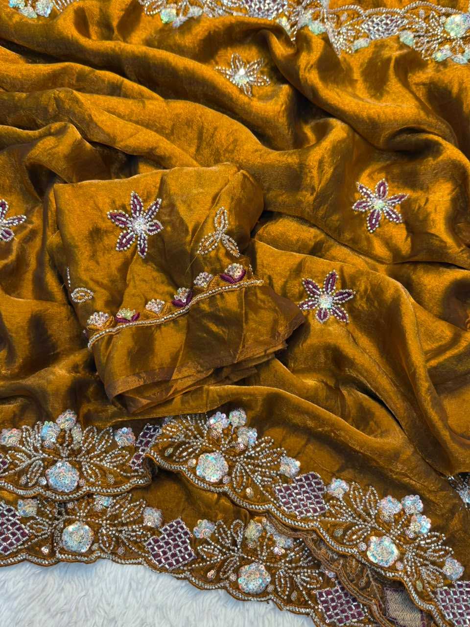 Space Silk Soft Saree in Beige