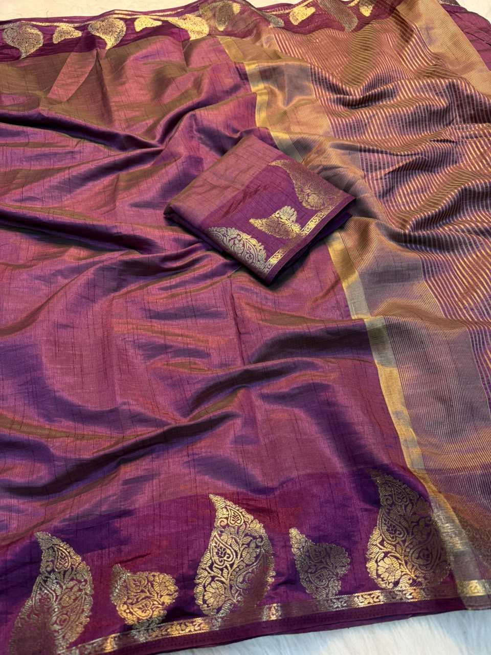 Tussar Silk Soft Saree in Dark Wine