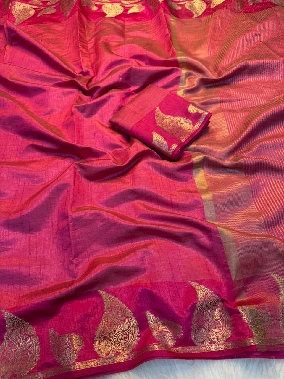 Tussar Silk Soft Saree in Dark Wine