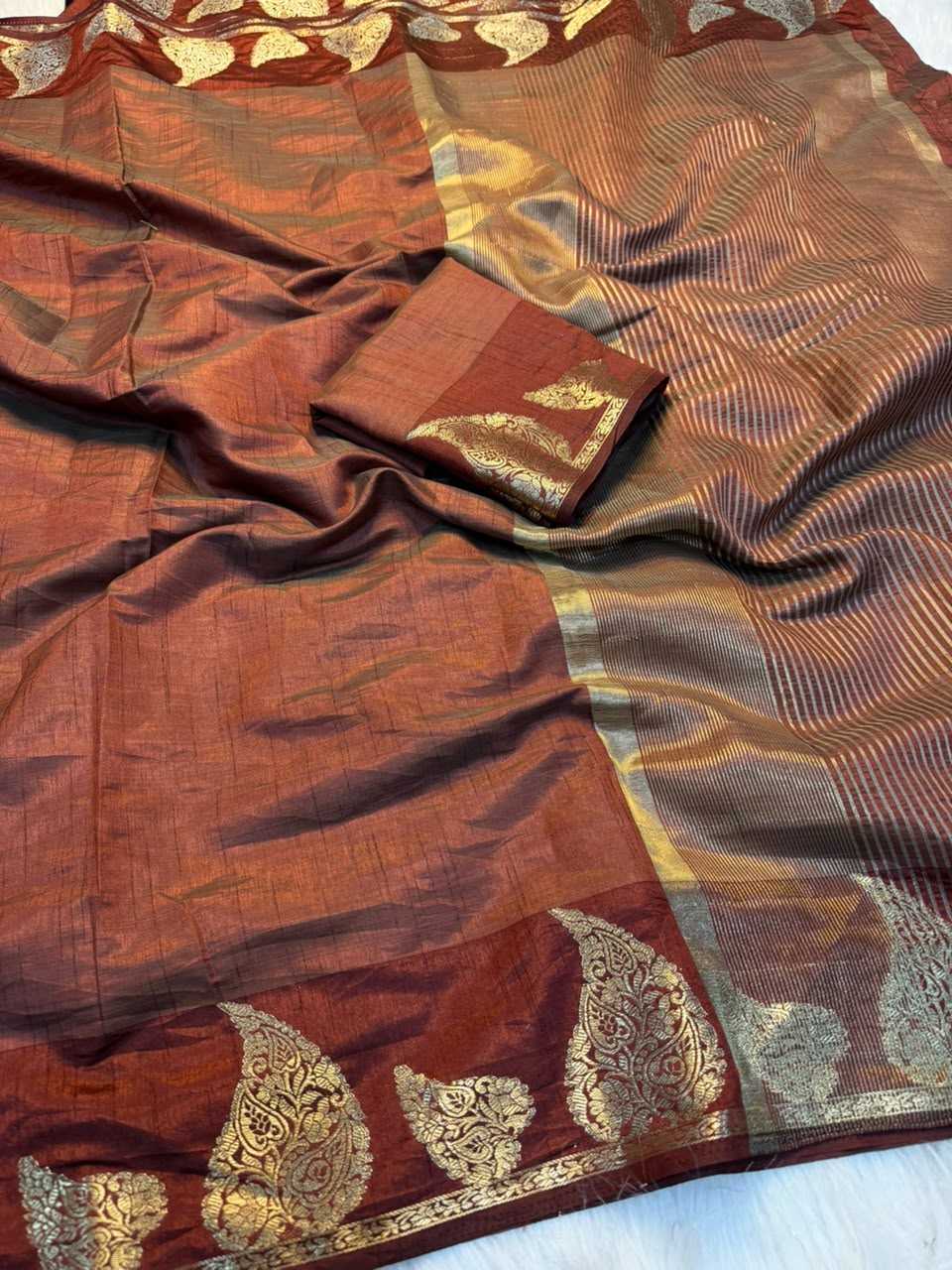Tussar Silk Soft Saree in Dark Wine