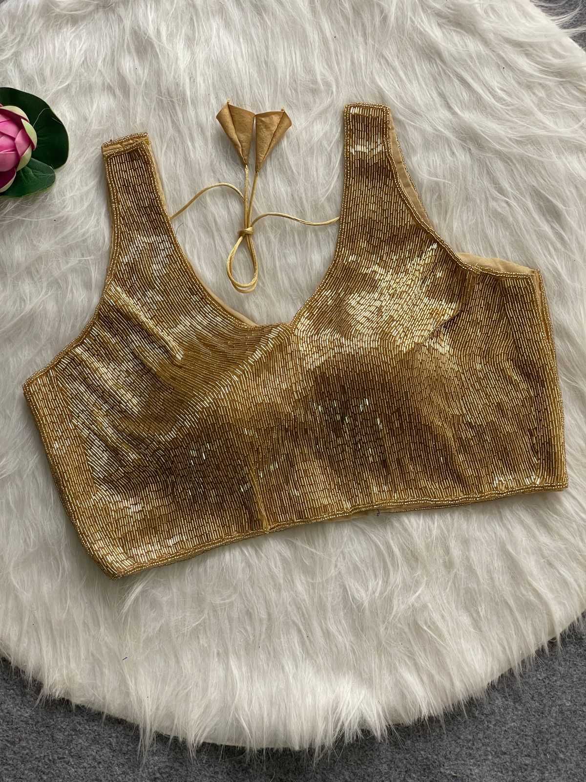 Fancy Pipe Cut dana , moti work Readymade Blouse|  Designer Party Wear Blouse