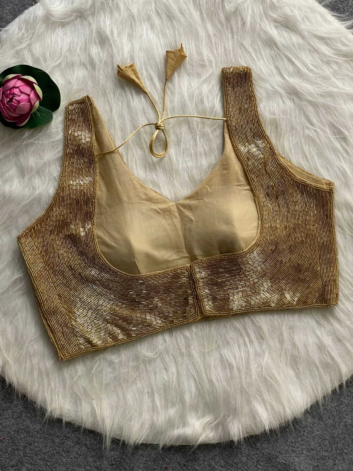 Fancy Pipe Cut dana , moti work Readymade Blouse|  Designer Party Wear Blouse