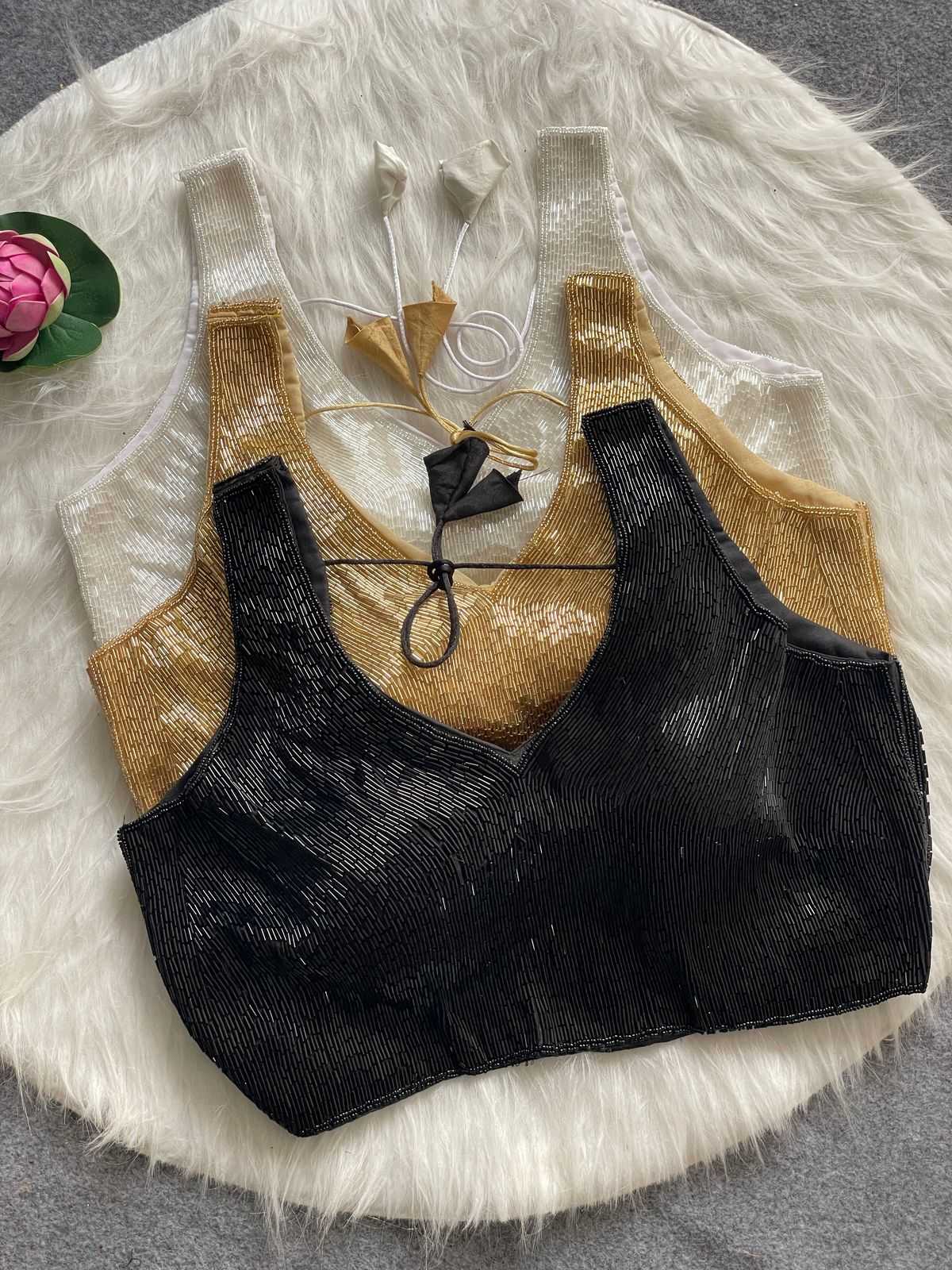 Fancy Pipe Cut dana , moti work Readymade Blouse|  Designer Party Wear Blouse