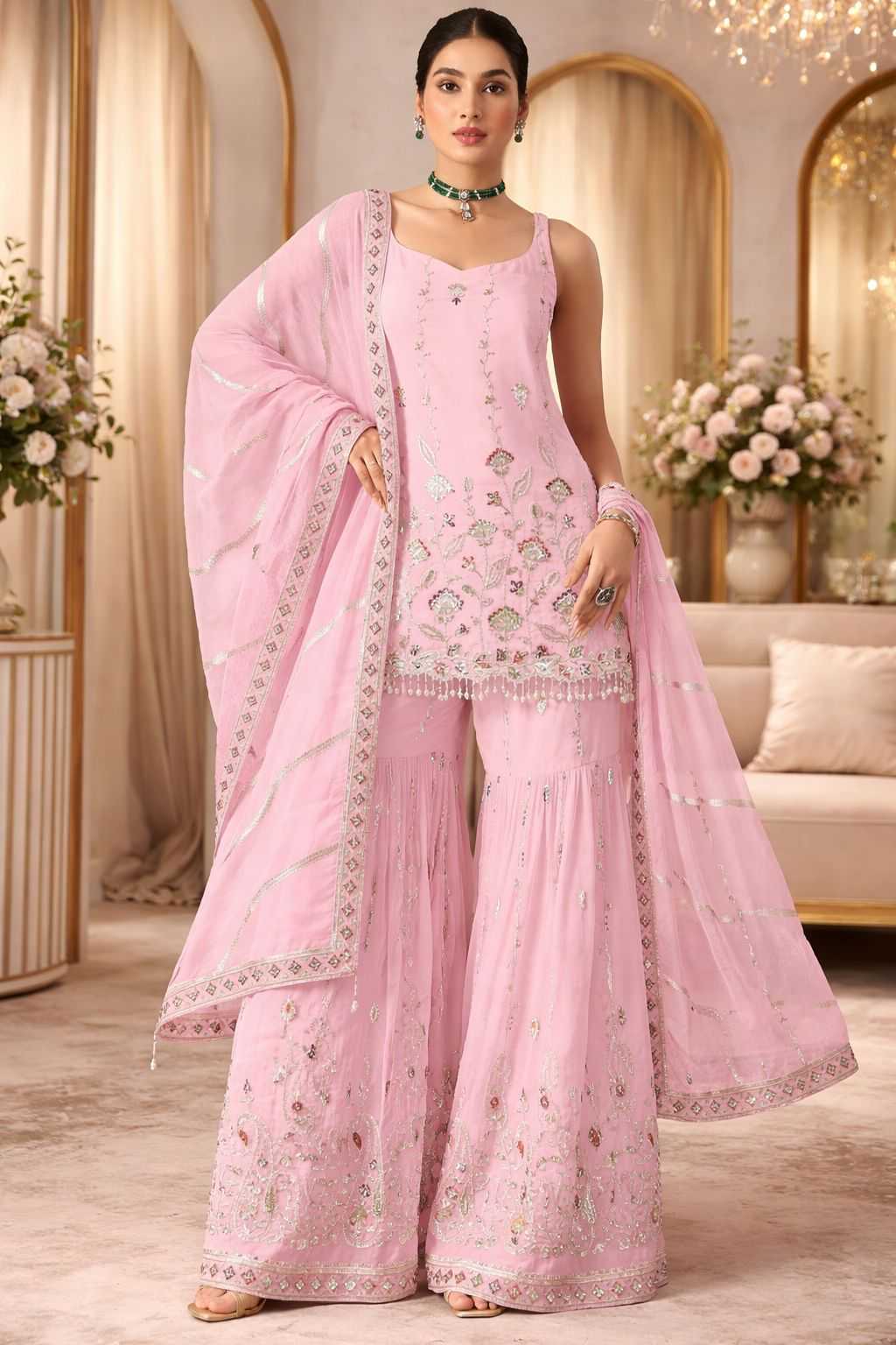 Faux Georgette Palazzo Suit