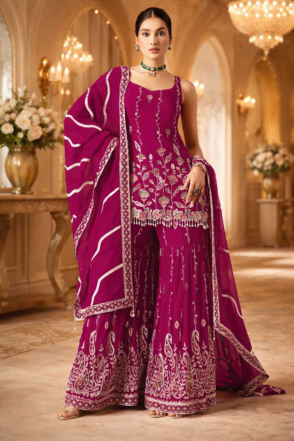 Faux Georgette Palazzo Suit