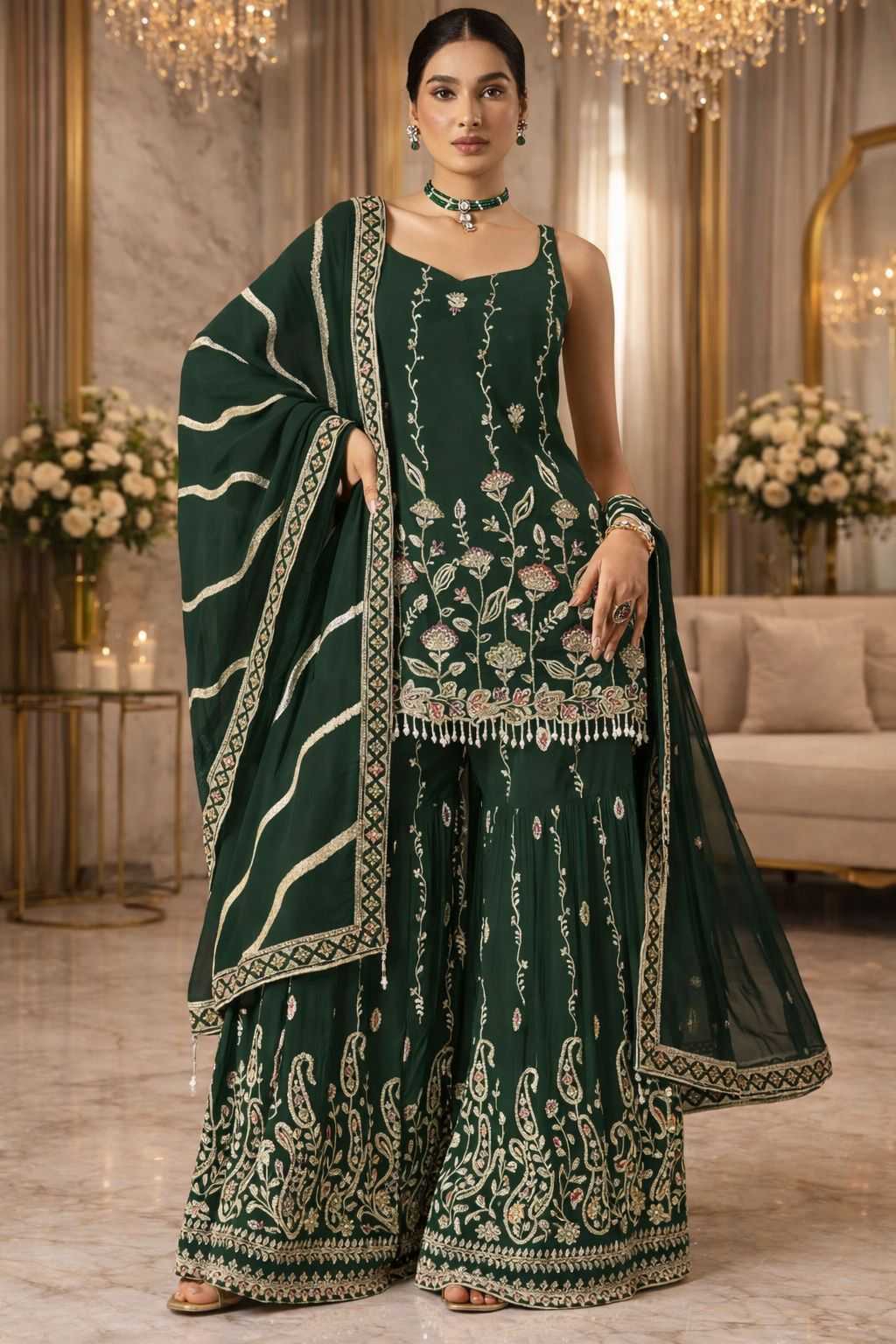 Faux Georgette Palazzo Suit