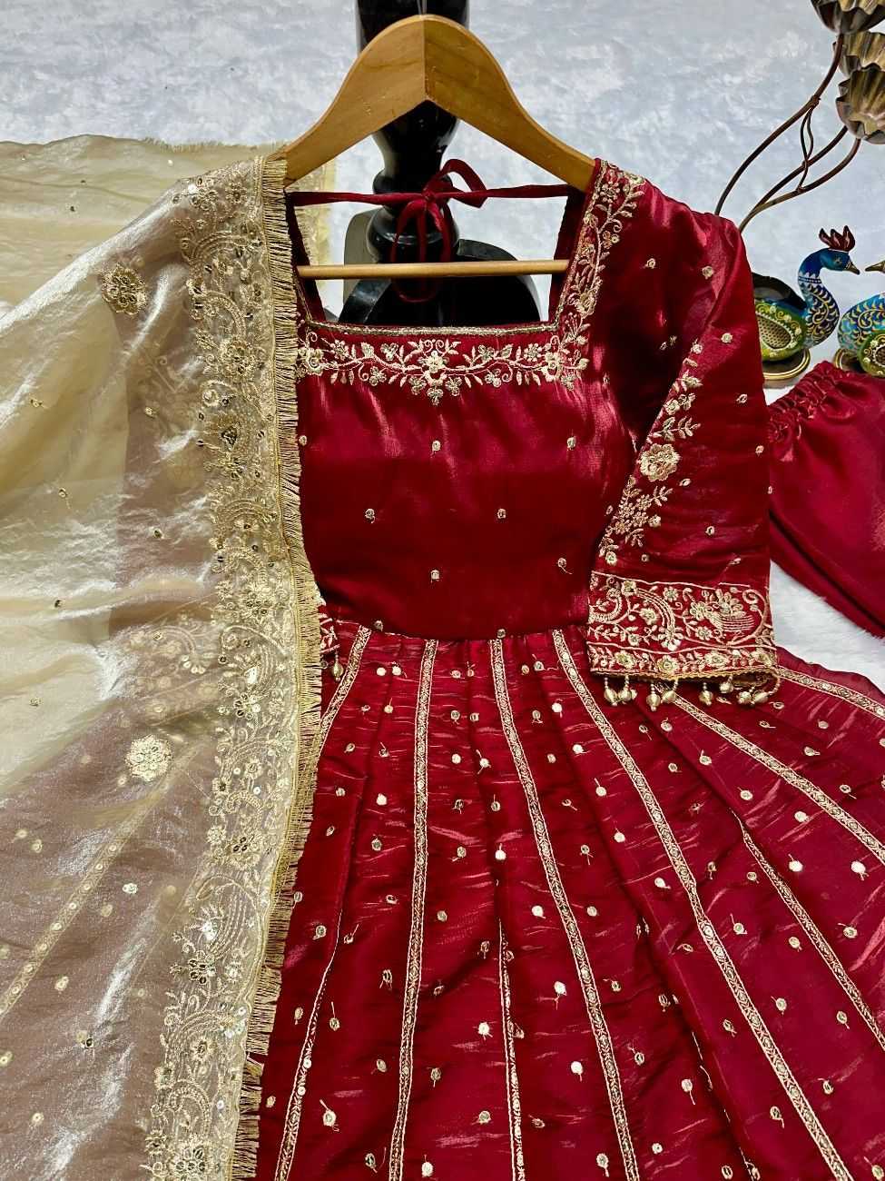 Heavy Silk Gown with Embroidery Sequin work