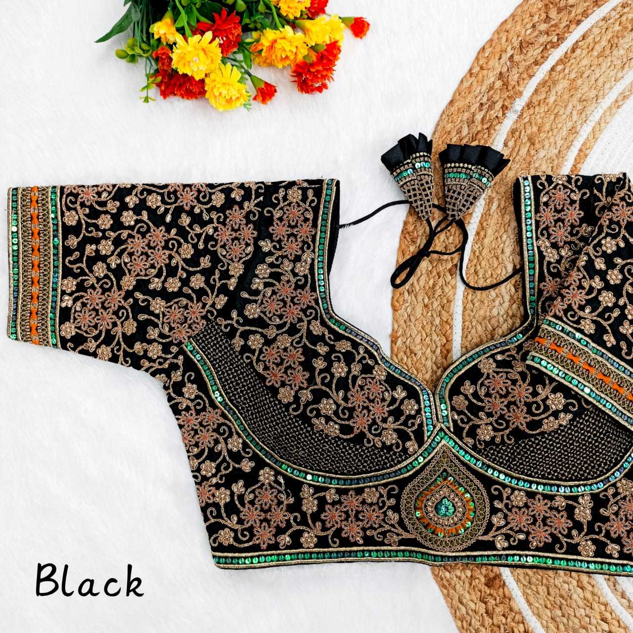 Italian Silk Embroidered Readymade Blouse