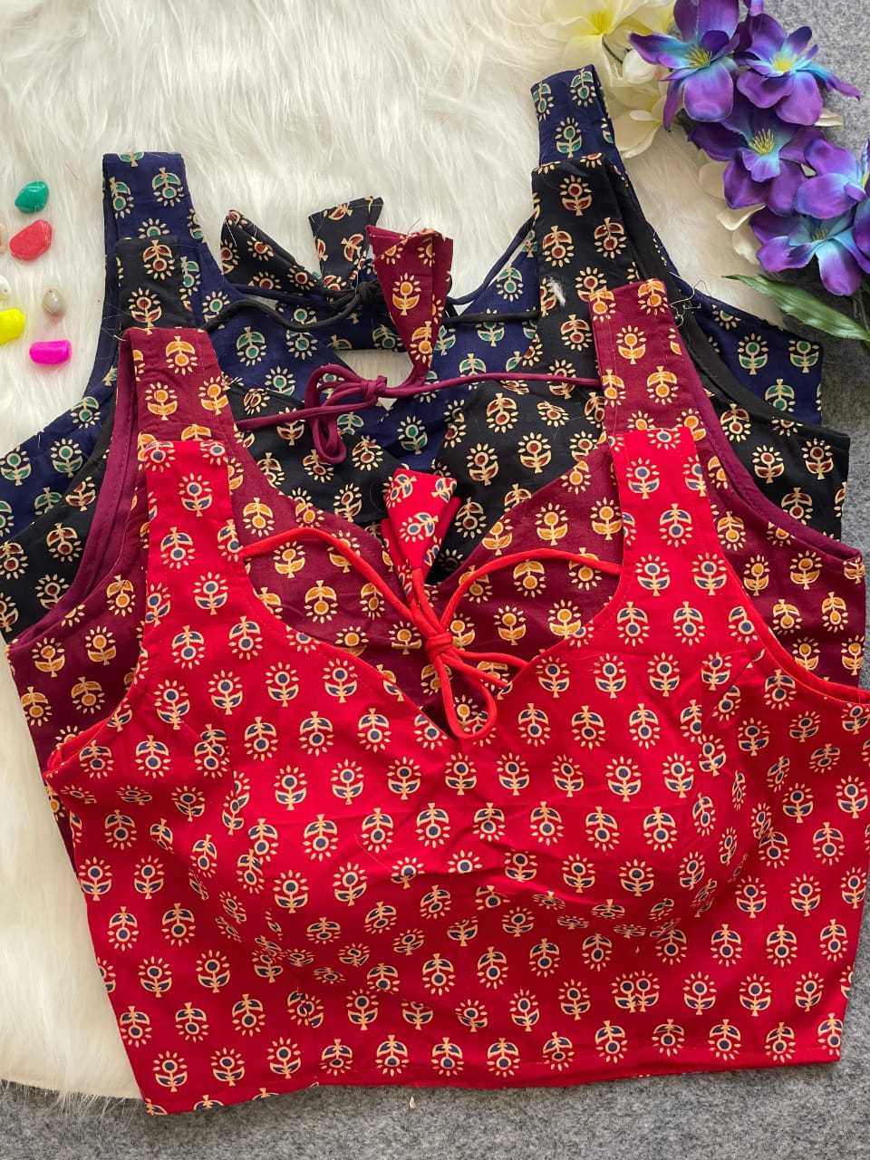 Ajrakh HandBlock Pure Cotton  Sleeveless Readymade Blouse