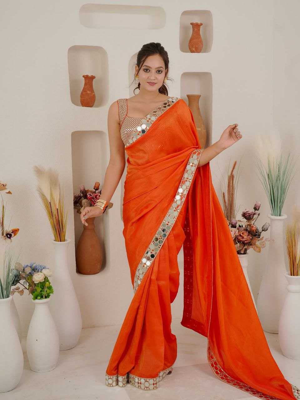 Sequin Embroidered Rangoli Silk Sarees