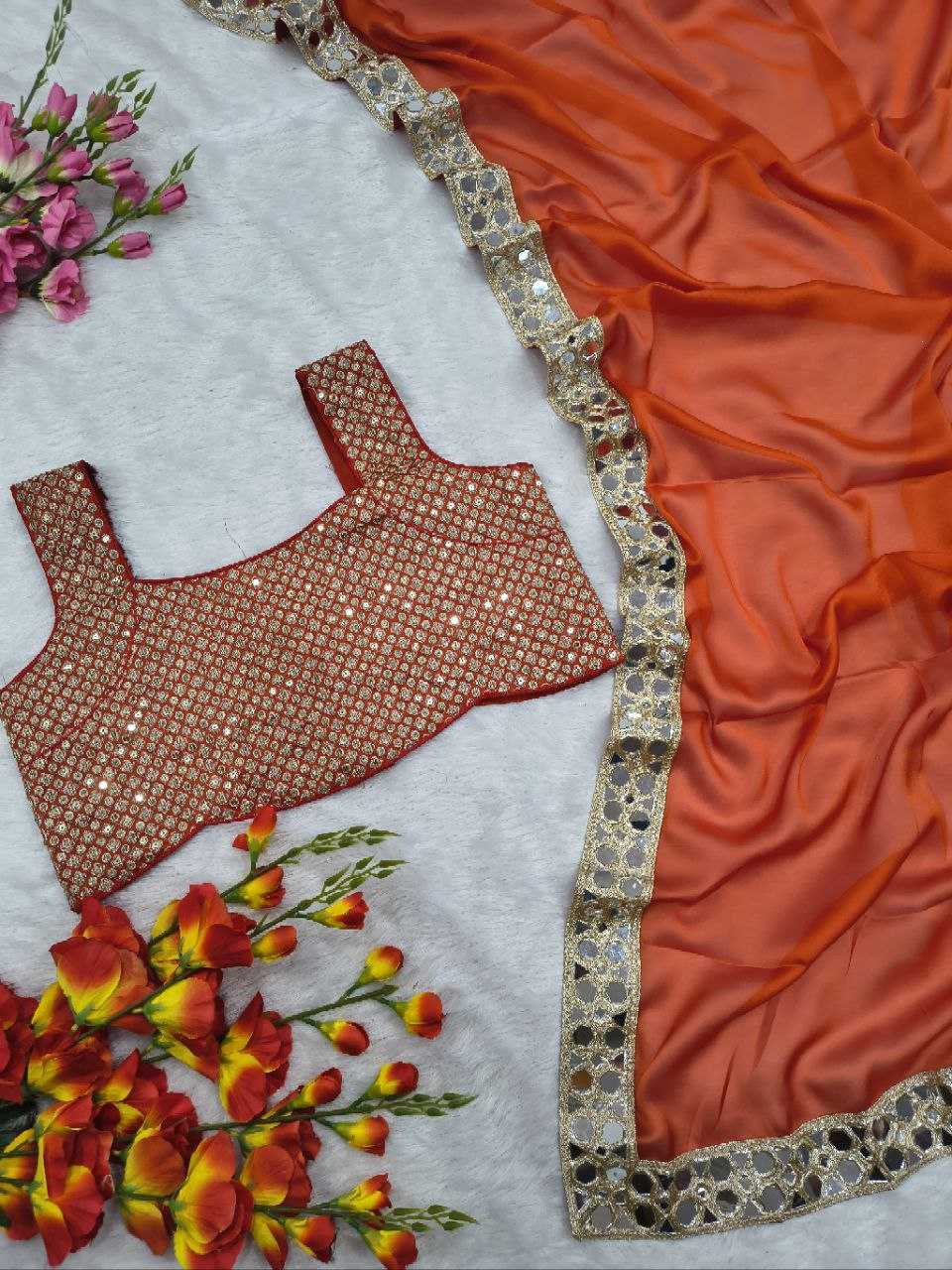 Sequin Embroidered Rangoli Silk Sarees