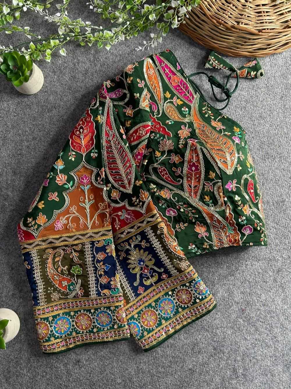 Crepe Printed Embroidered Blouse