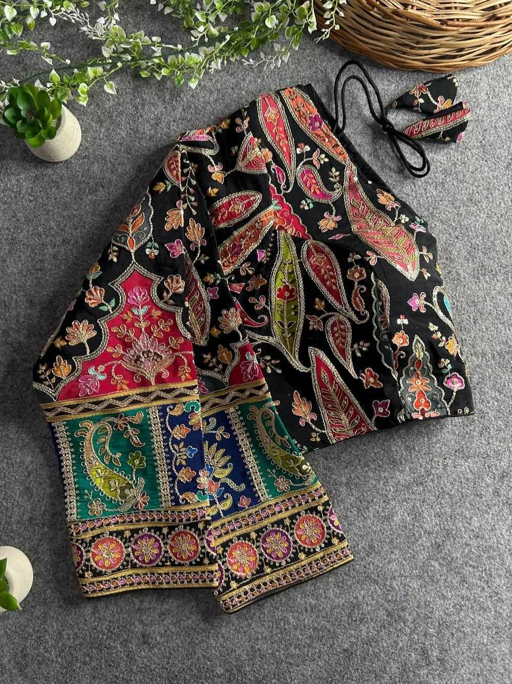 Crepe Printed Embroidered Blouse